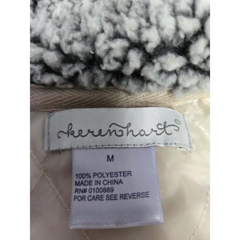 Keren Hart Women's Zip-Up Lined Fleece ~ Beige, Size M ~ Cozy, Warm Sherpa